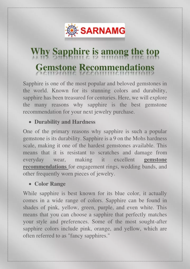 why sapphire is among the top