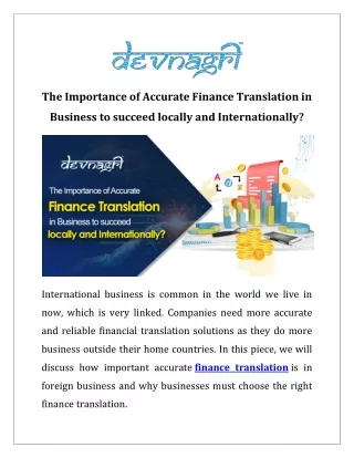 the importance of accurate finance translation in