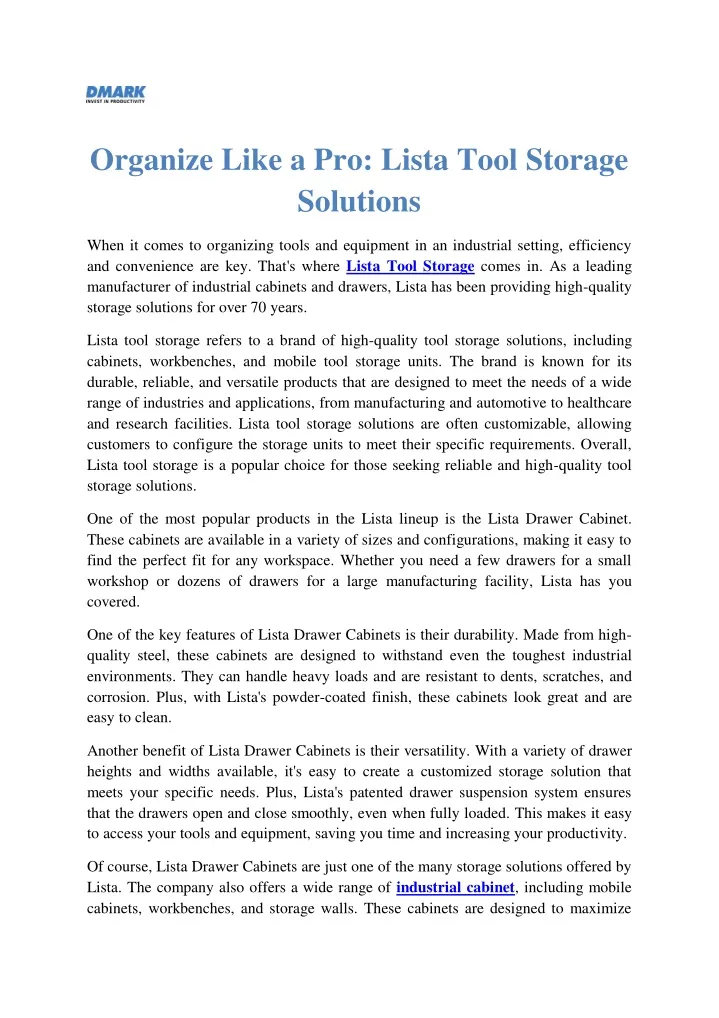 organize like a pro lista tool storage solutions