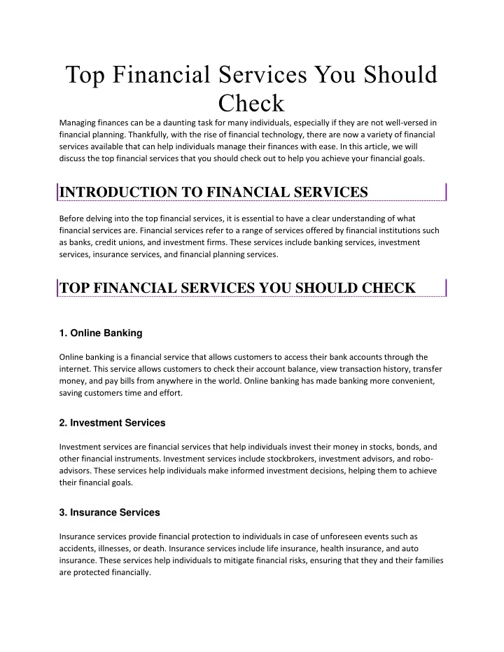 top financial services you should check managing