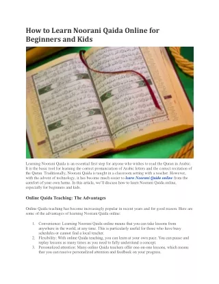 How to Learn Noorani Qaida Online for Beginners and Kids