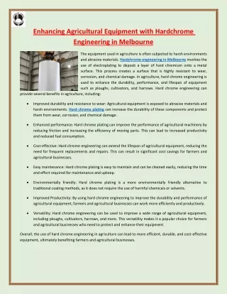 enhancing agricultural equipment with hardchrome