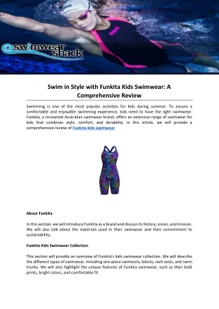 Swim in Style with Funkita Kids Swimwear: A Comprehensive Review