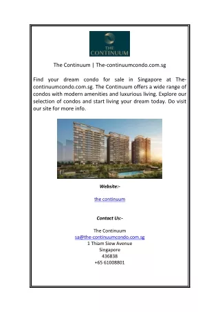 the continuum the continuumcondo com sg
