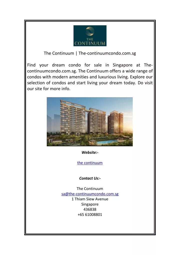 the continuum the continuumcondo com sg