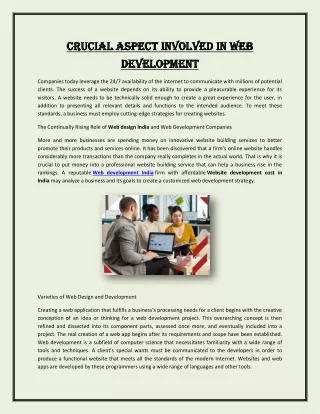 Crucial Aspect Involved in Web Development