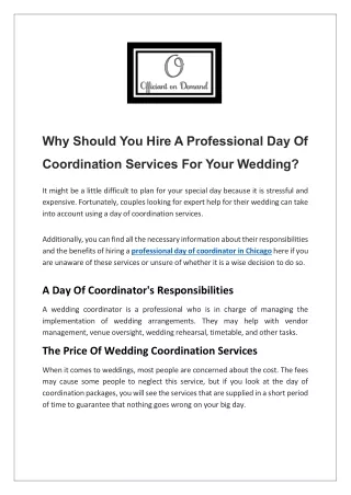 Find Chicago's Best Professional Day of Coordinator