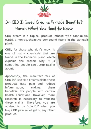 Do CBD Infused Creams Provide Benefits Here's What You Need to Know