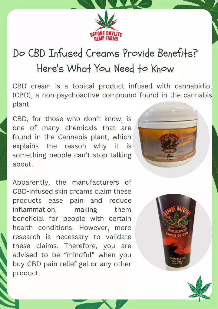 do cbd infused creams provide benefits here