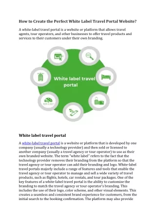 How to Create the Perfect White Label Travel Portal Website