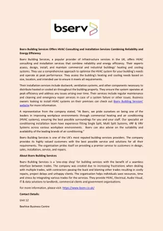 bserv building services offers hvac consulting
