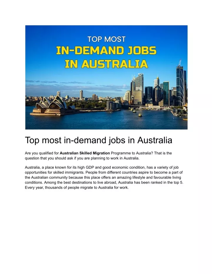 top most in demand jobs in australia