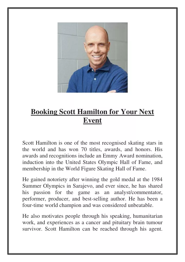 booking scott hamilton for your next event