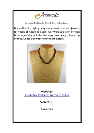 Buy Amber Necklaces for Teens Online  Amberada com