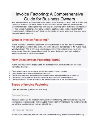 invoice factoring a comprehensive guide