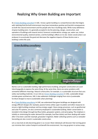 realizing realizing w why green building