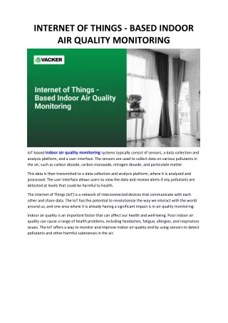 Internet Of Things - Based Indoor Air Quality Monitoring