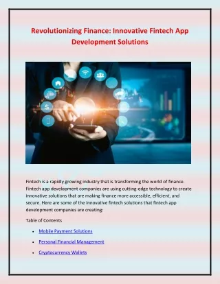 revolutionizing finance innovative fintech