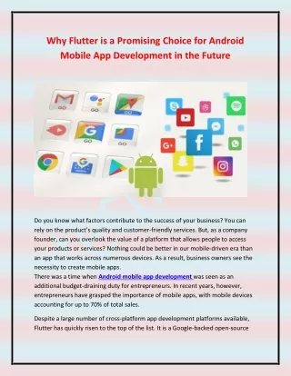 why flutter is a promising choice for android