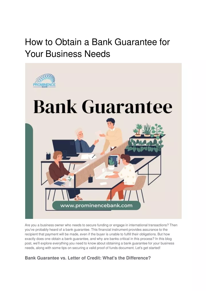 how to obtain a bank guarantee for your business needs