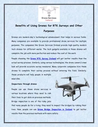 Benefits of Using Drones for RTK Surveys and Other Purposes