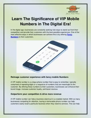 learn the significance of vip mobile numbers