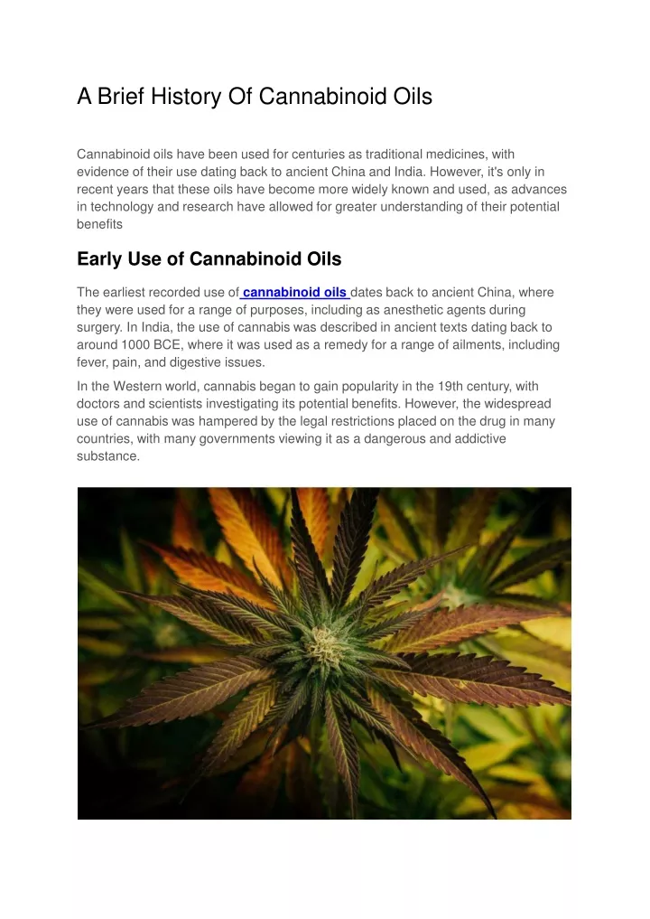 a brief history of cannabinoid oils