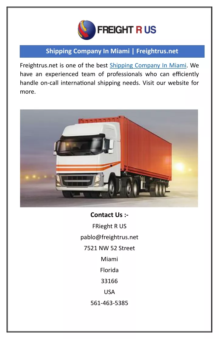 shipping company in miami freightrus net