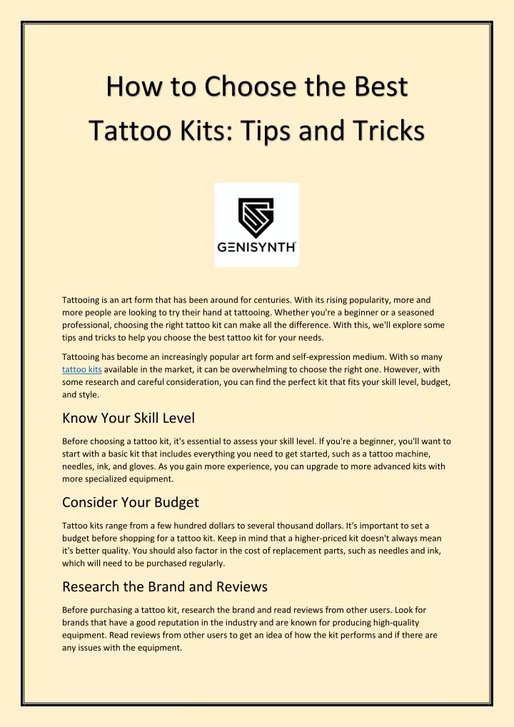 how to choose the best tattoo kits tips and tricks