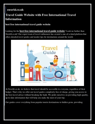 Travel Guide Website with Free International Travel Information