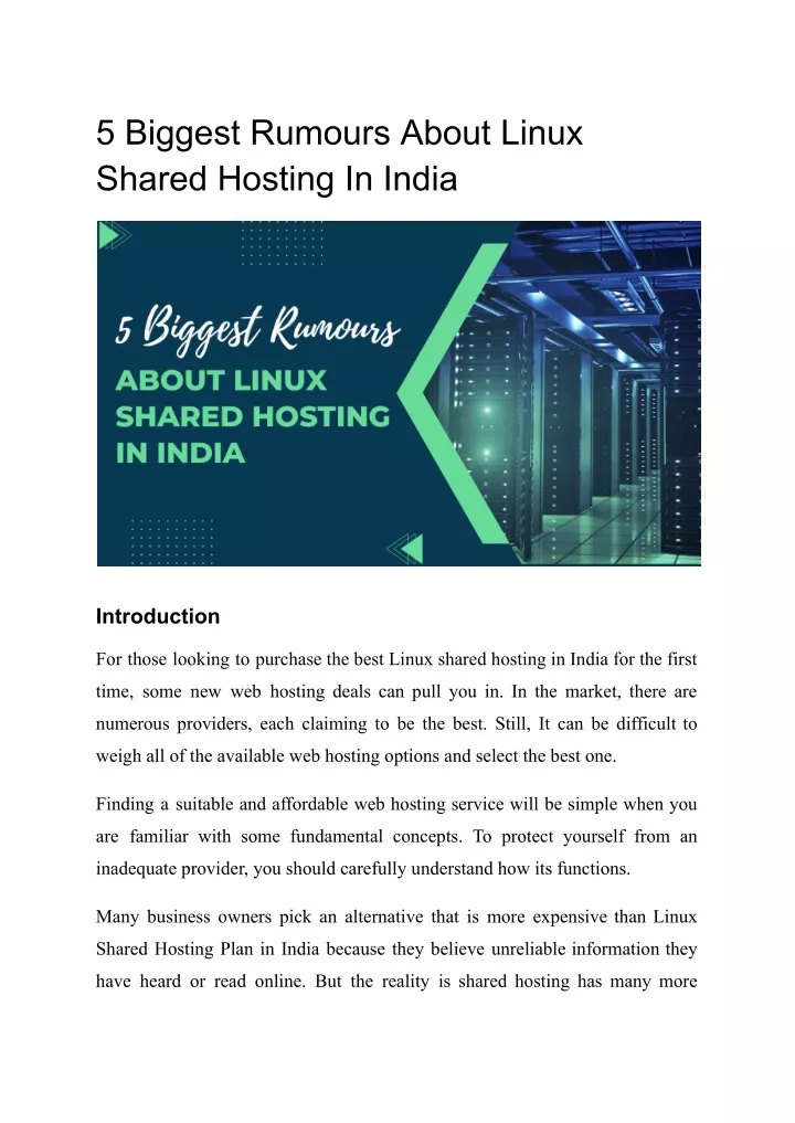 5 biggest rumours about linux shared hosting