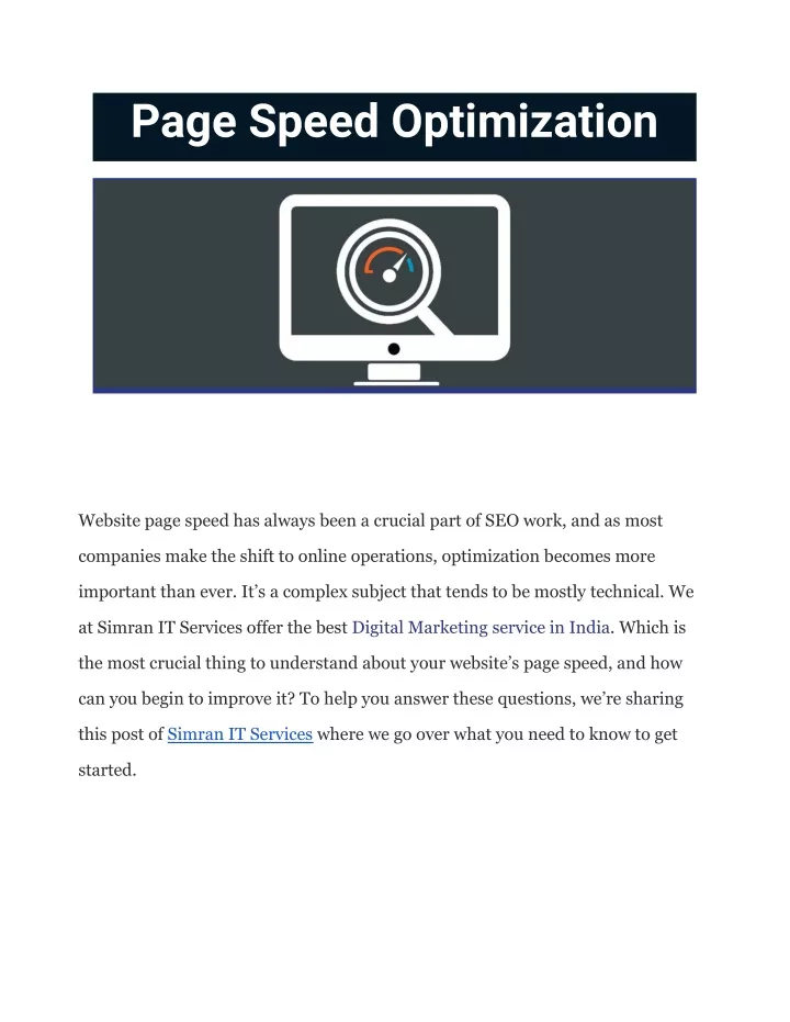 page speed optimization