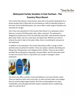 Best Waterpark Family Vacation in East Durham