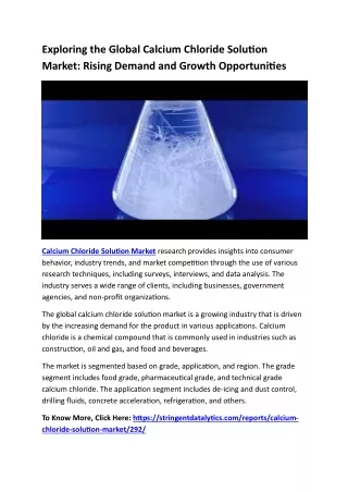 exploring the global calcium chloride solution