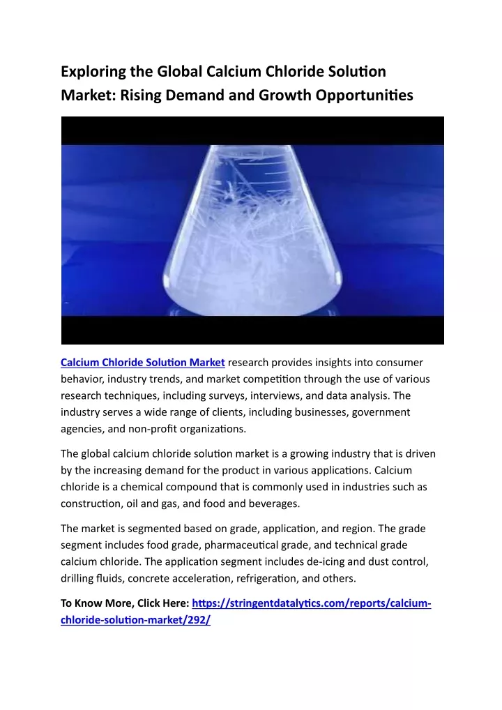 exploring the global calcium chloride solution