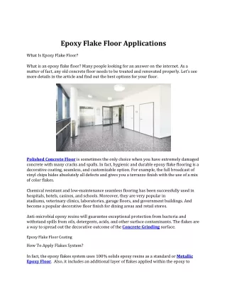 Epoxy Flake Floor Applications