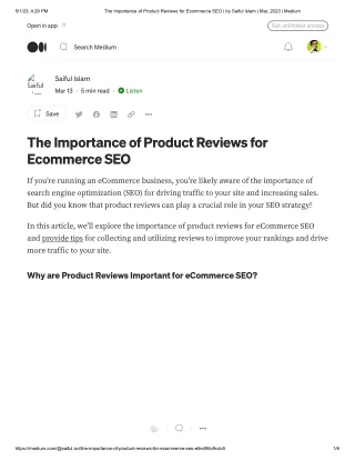 The Importance of Product Reviews for Ecommerce SEO _ by Saiful Islam _ Mar, 2023 _ Medium