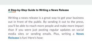 A Step-by-Step Guide to Writing a News Release
