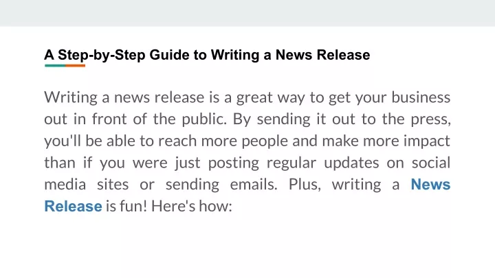 a step by step guide to writing a news release
