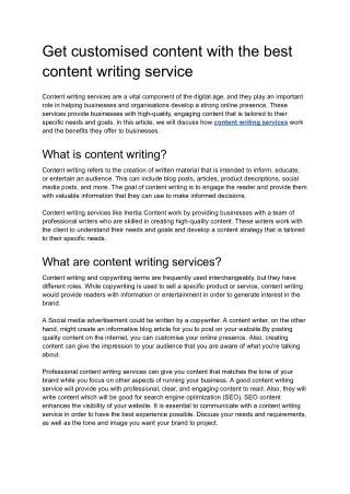 Get customised content with the best content writing service