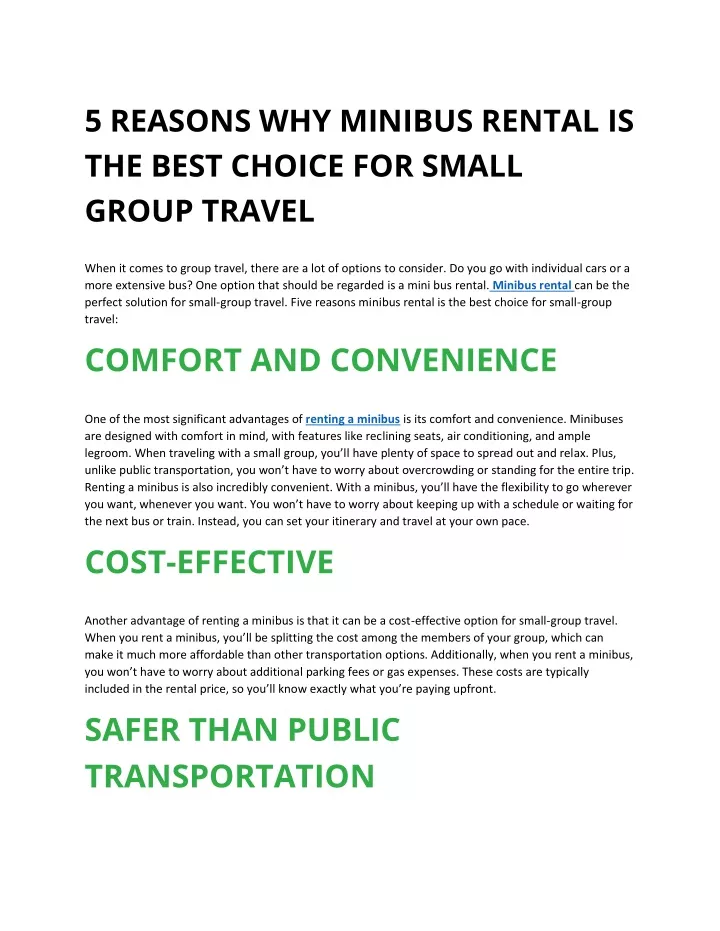 5 reasons why minibus rental is the best choice