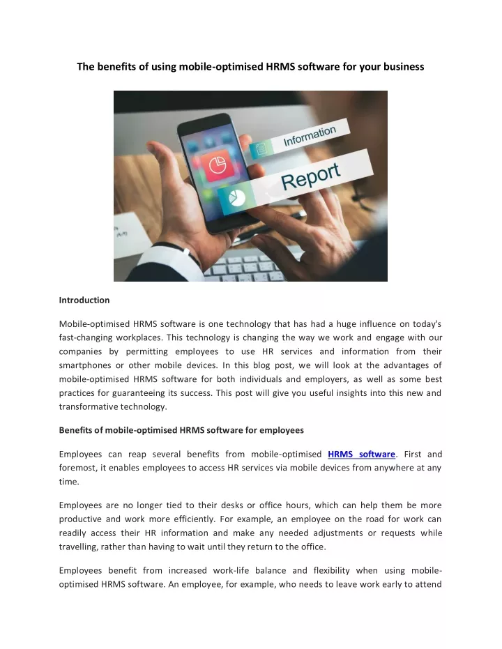the benefits of using mobile optimised hrms