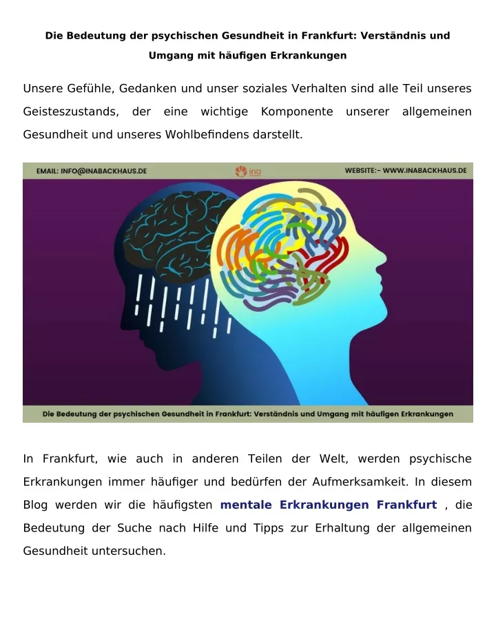 die bedeutung der psychischen gesundheit