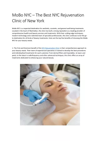 MoBo NYC – The Best NYC Rejuvenation Clinic of New York