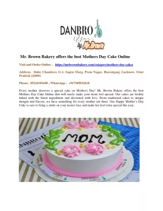 Mothers Day Cake Delivery Online in Lucknow,kanpur