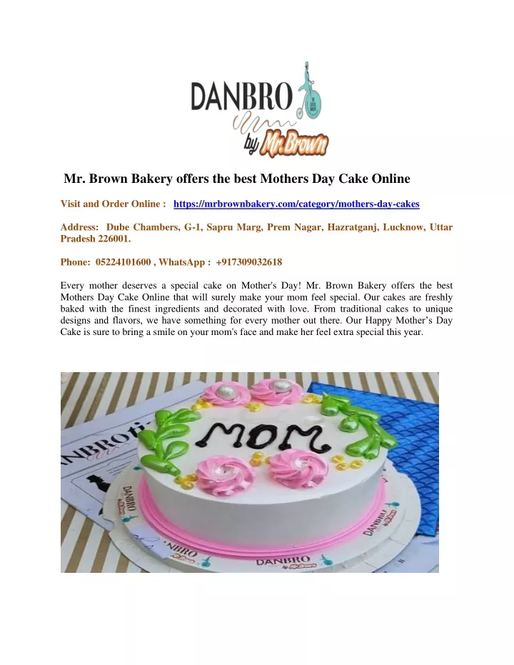 mr brown bakery offers the best mothers day cake