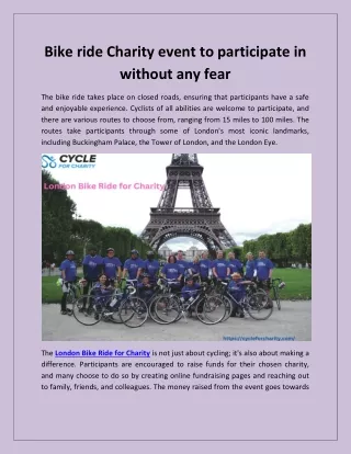 Bike ride Charity event to participate in without any fear
