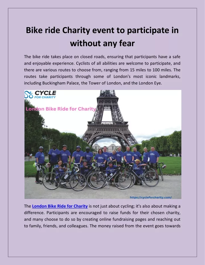 bike ride charity event to participate in without