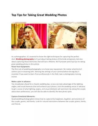 Top Tips for Taking Great Wedding Photos