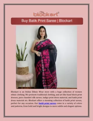 Buy Batik Print Saree | Blockart